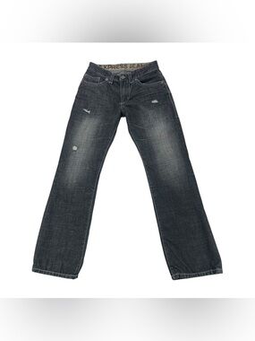 Express Jeans Mens 30x32 Gray Distressed Straight Y2K Vintage Style Denim